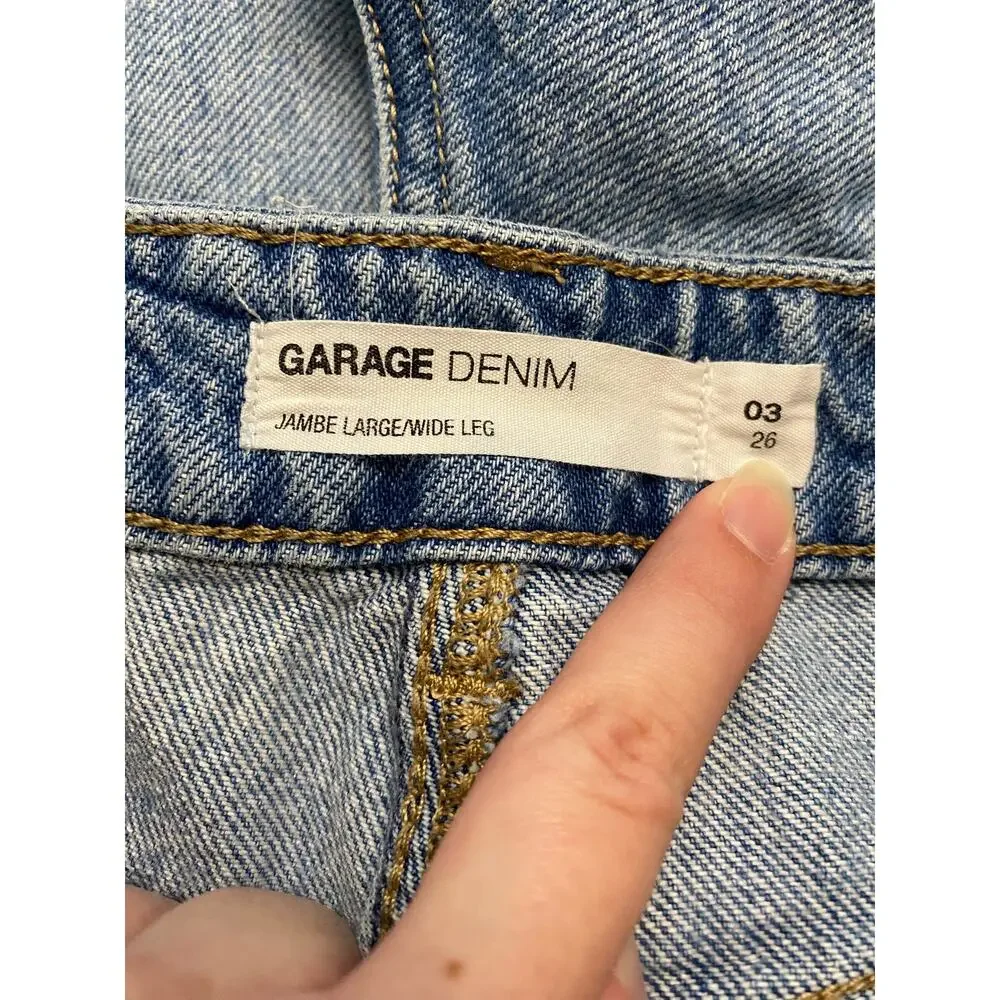 Garage Denim Wide Leg Distressed Shorts Womens Size 3‎ Blue Streetwear